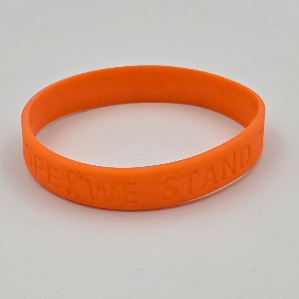 Orange Silicone Awareness Wristband We Stand Together Courage Hope